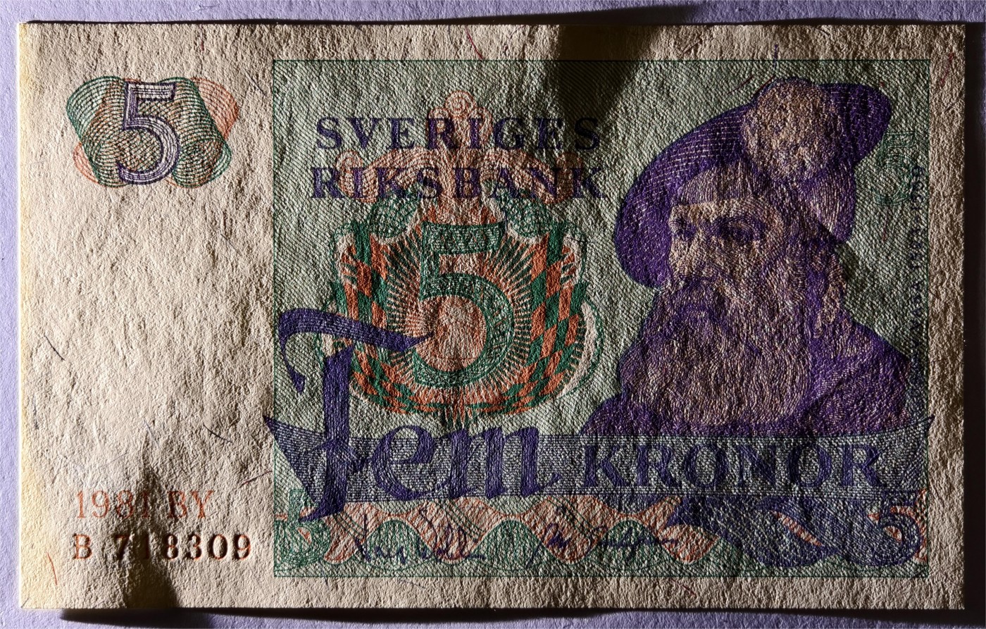 紫瑗钱币——第333期拍卖——纸币场 瑞典 1981年 瑞典银行 古斯塔夫一世 5克朗 浅字 UNC