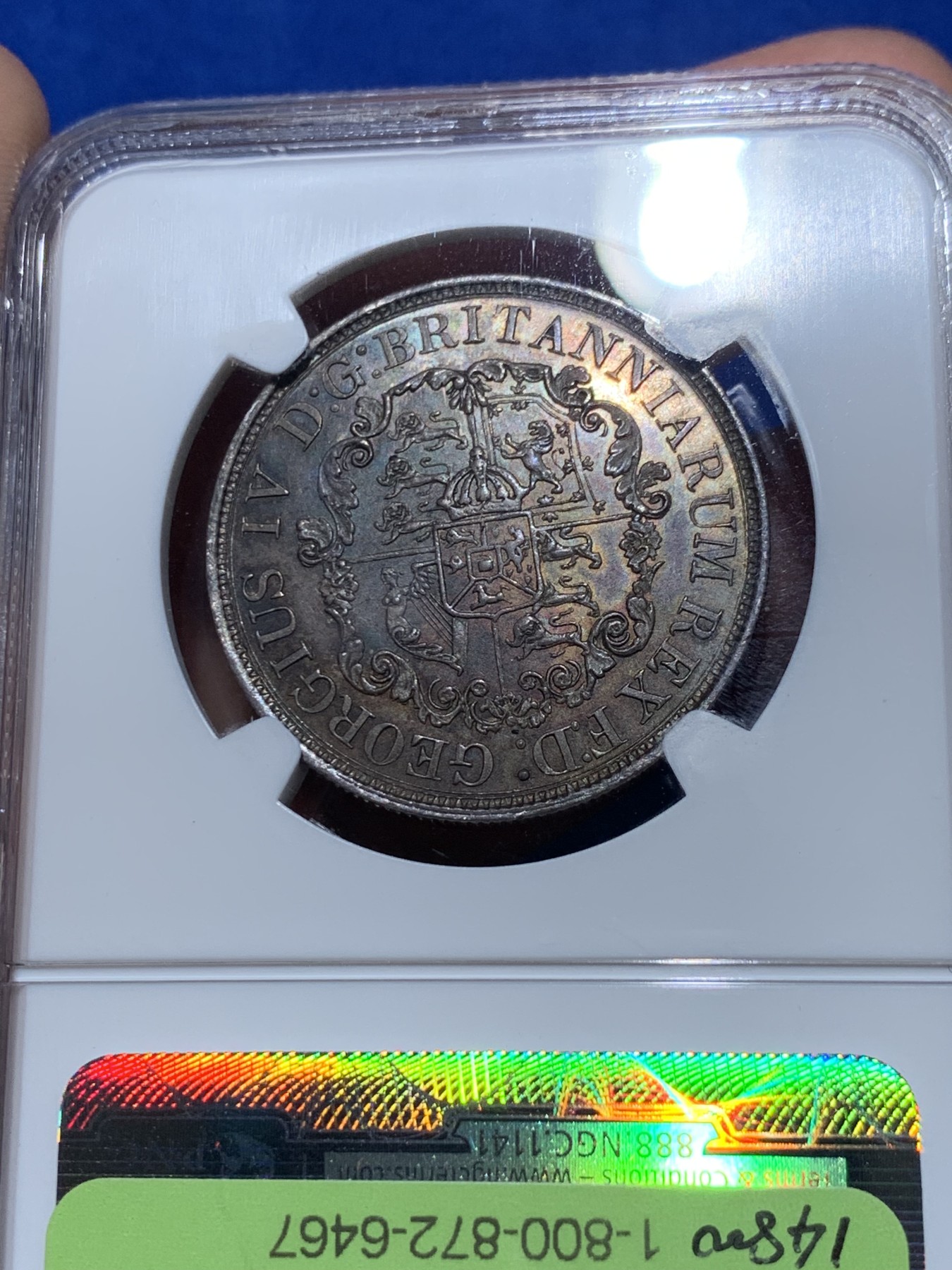 《竞宝斋》第252场-周日，周一2场连拍 (全场包邮) NGC MS63 英属西印度1822/1年半元锚币银币  英属之王雷米克旧藏，骑字年，总筋！