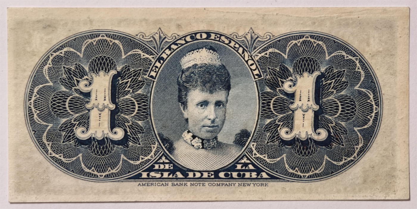 紫瑗钱币——第347期拍卖——纸币场 古巴 1896年 古巴西班牙银行 1比索 UNC