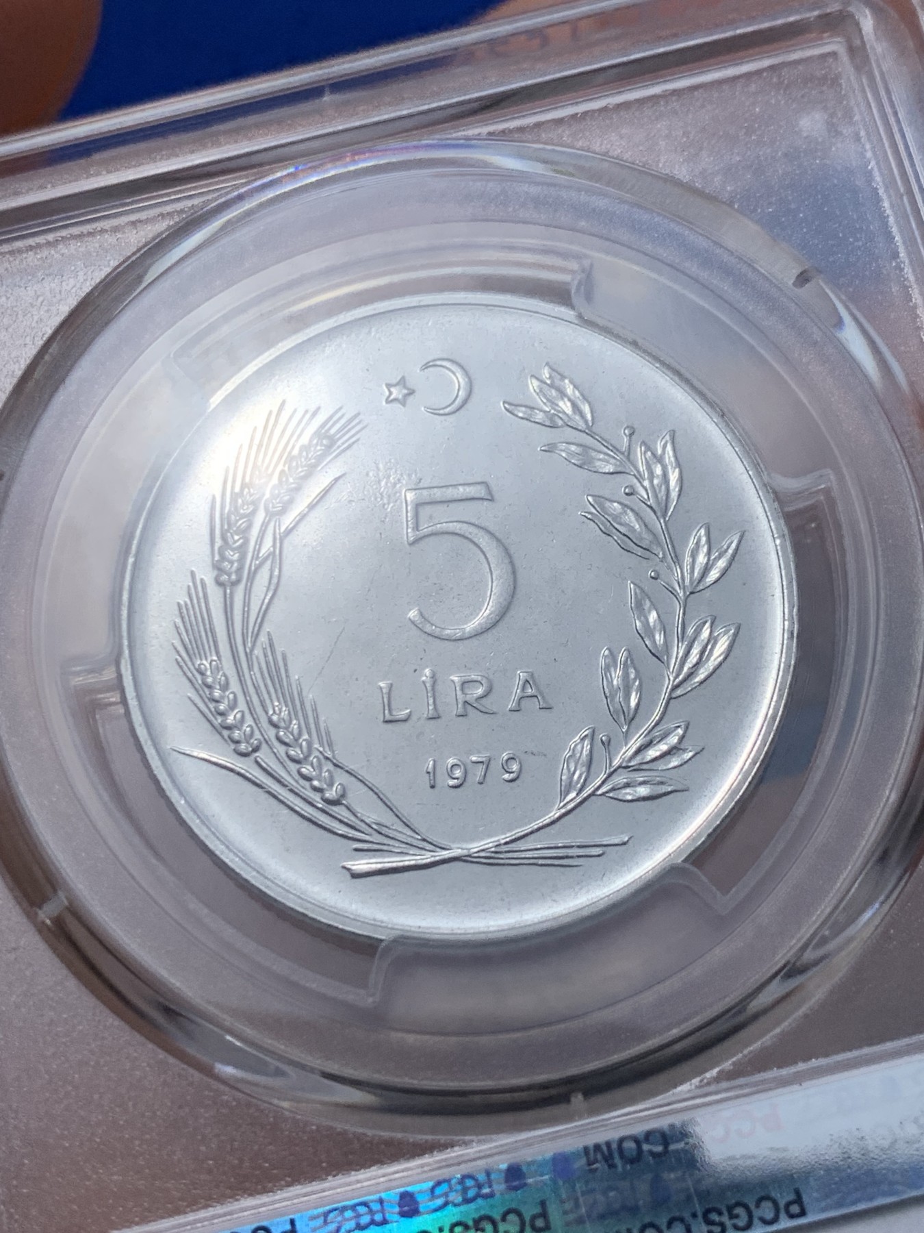 《竞宝斋》第252场-周日，周一2场连拍 (全场包邮) PCGS MS66 1979土耳其美女头像5里拉，FAO纪念币