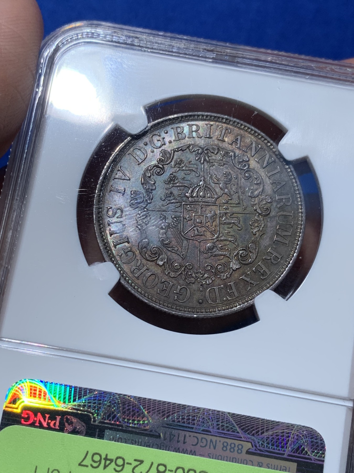 《竞宝斋》第252场-周日，周一2场连拍 (全场包邮) NGC MS63 英属西印度1822/1年半元锚币银币  英属之王雷米克旧藏，骑字年，总筋！