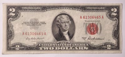 紫瑗钱币——第333期拍卖——纸币场 - 美国 1953年 A序列 托马斯·杰斐逊 2美元 红印 政府券 AU