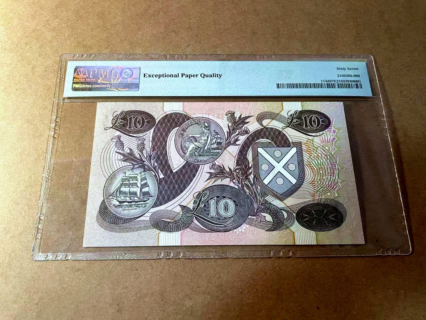 【Blue Auction】✨世界纸币精拍第450期——英伦三岛专场 【p113d】苏格兰 1990年10镑 PMG67EPQ 高分 