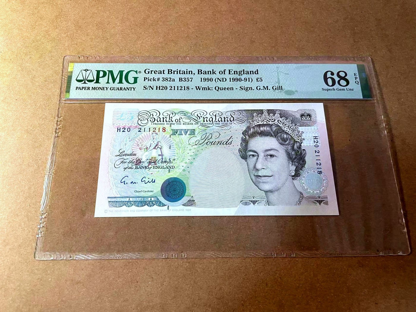 【Blue Auction】✨世界纸币精拍第450期——英伦三岛专场 【p382a 无47】英格兰1990年5镑 PMG68EPQ 超高分
