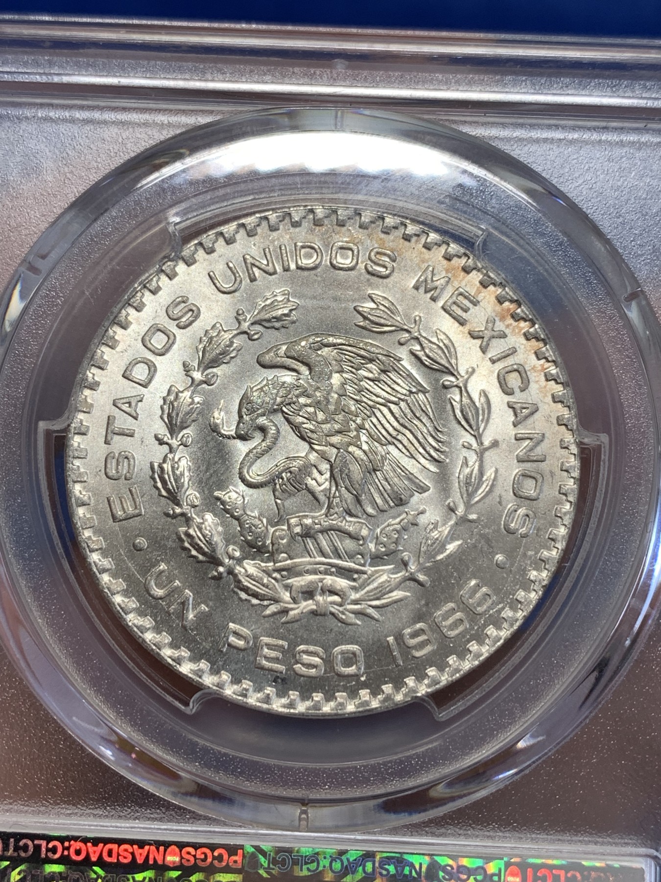《竞宝斋》第252场-周日，周一2场连拍 (全场包邮) PCGS MS66 墨西哥 莫雷洛斯 1比索银币
