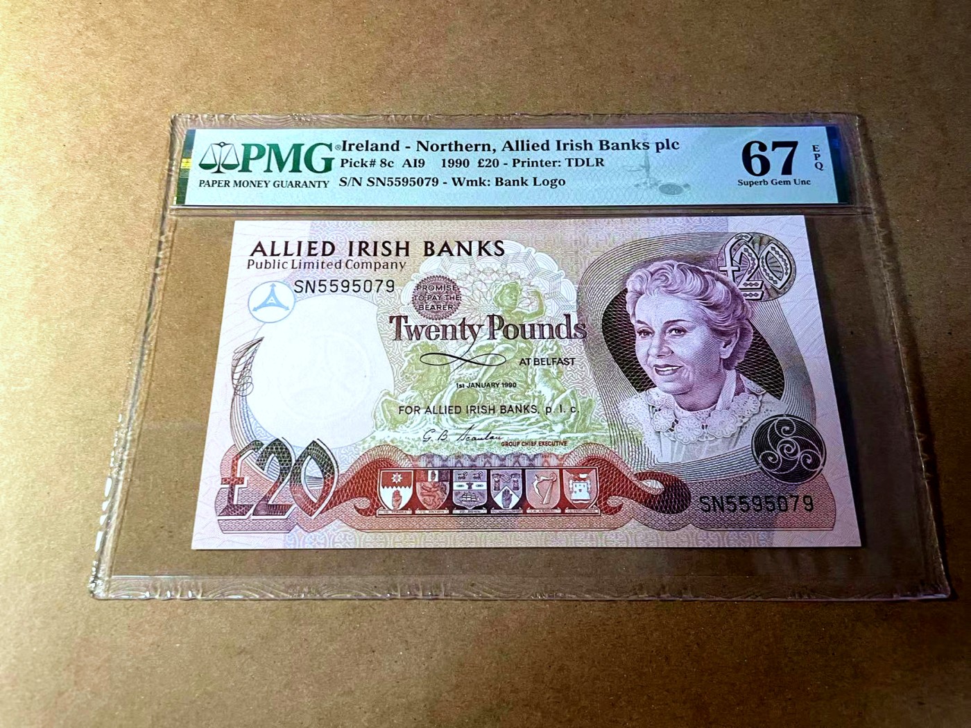 【Blue Auction】✨世界纸币精拍第450期——英伦三岛专场 【p8c】北爱尔兰 1990年20镑 PMG67EPQ  高分