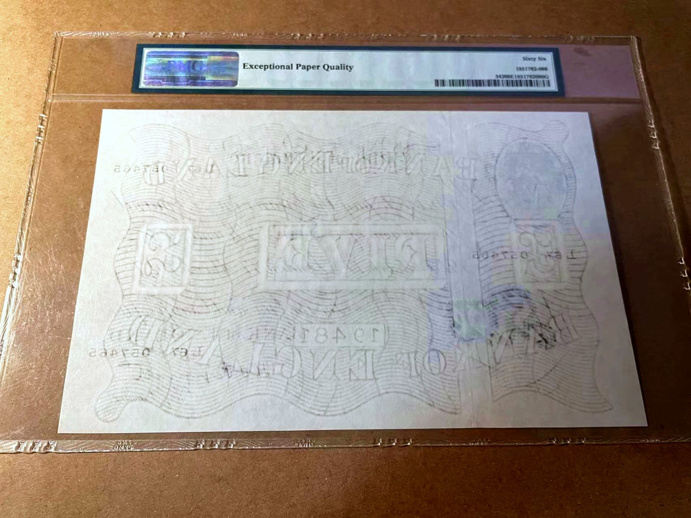 【Blue Auction】✨世界纸币精拍第450期——英伦三岛专场  【p343】英格兰1947年5镑 白色英镑 大票幅 PMG66EPQ  