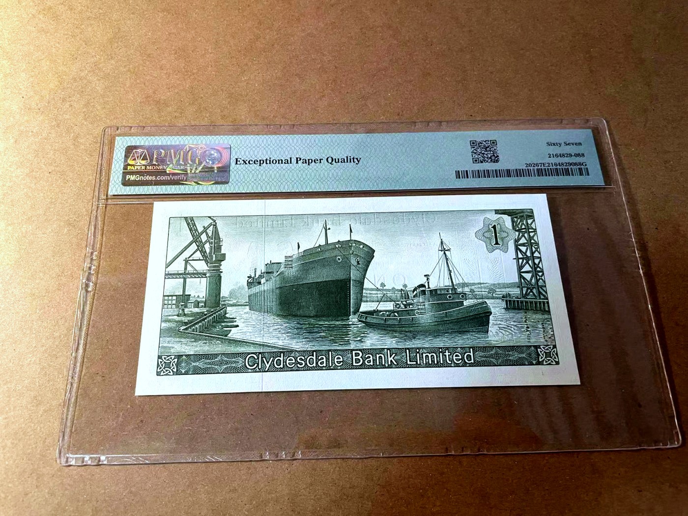 【Blue Auction】✨世界纸币精拍第450期——英伦三岛专场 【p202】苏格兰 1969年1镑 PMG67EPQ 高分 经典大船