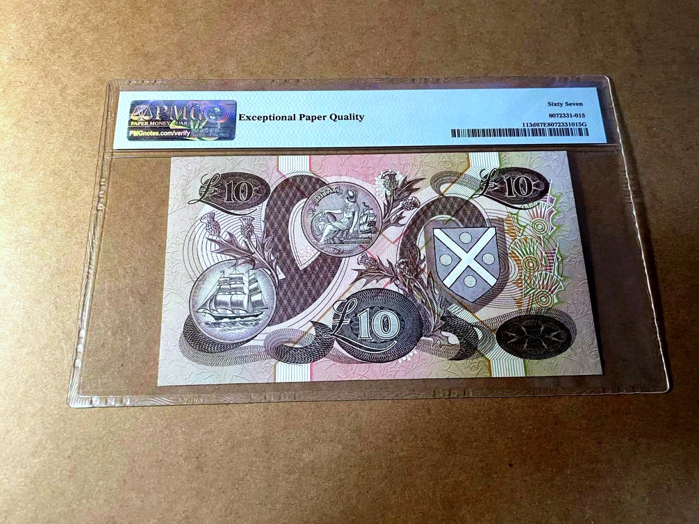 【Blue Auction】✨世界纸币精拍第450期——英伦三岛专场 【p113d】苏格兰 1989年10镑 PMG67EPQ 高分