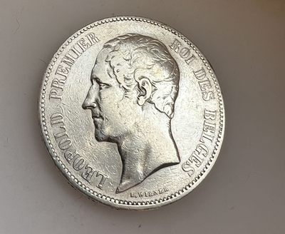 【世界银币】第一期全场包邮 - 1850年比利时利奥波德一世5法郎银币