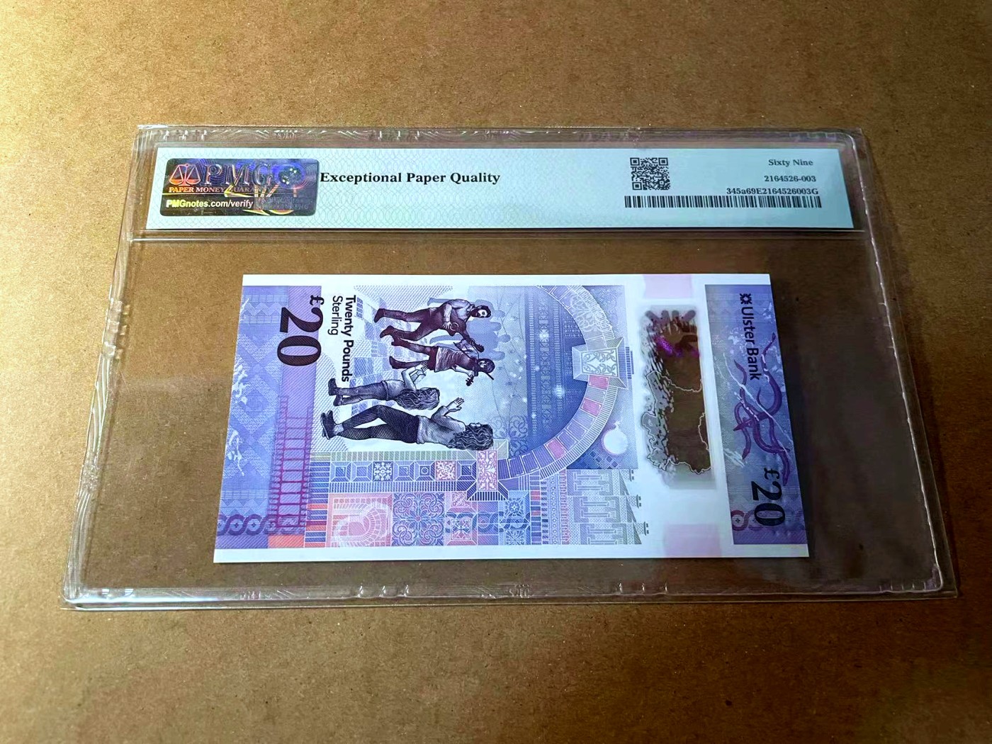 【Blue Auction】✨世界纸币精拍第450期——英伦三岛专场 【AA冠25小号】北爱尔兰 2019年20镑 PMG69EPQ近满分 非常难得 