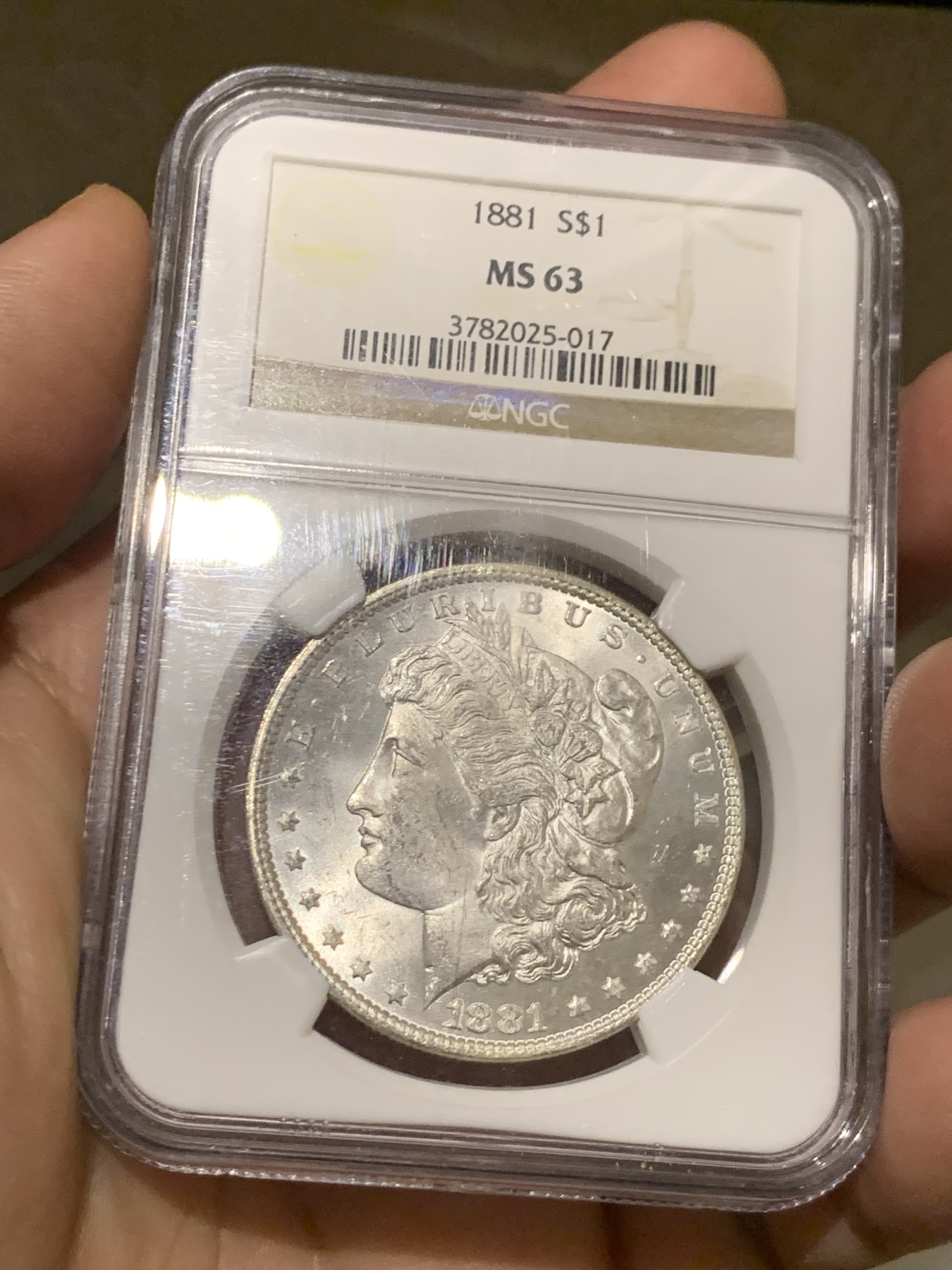 《竞宝斋》第252场-周日，周一2场连拍 (全场包邮) NGC MS63 美国1881摩根1美元银币