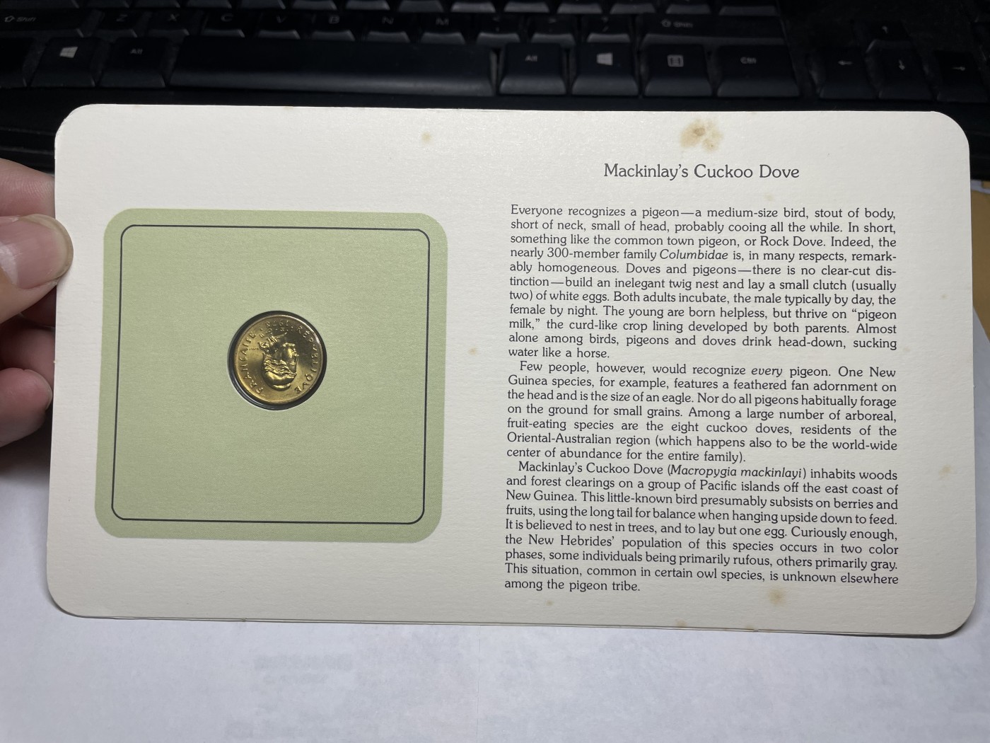 2024年集古藏今外币拍卖第三期-第1场—硬币上的鸟类专场（总第21拍） 1978年法属新赫布里底2法郎—粽鹃鸠