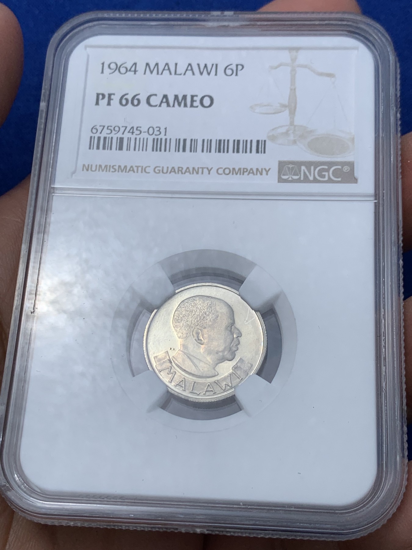 《竞宝斋》第252场-周日，周一2场连拍 (全场包邮) NGC PF66CAMEO 马拉维1964年独立首版精制套币4枚，设计精美，附原盒