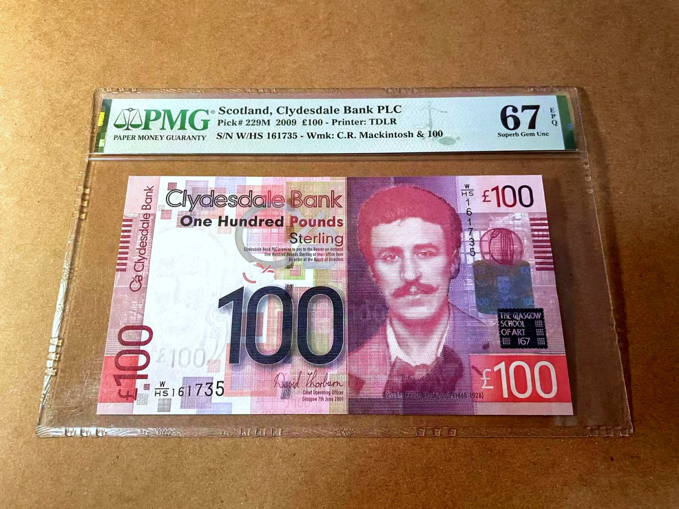 【Blue Auction】✨世界纸币精拍第450期——英伦三岛专场 【W/HS首发冠 p229M】苏格兰 2009年100镑 PMG67EPQ 高分 设计精美大气