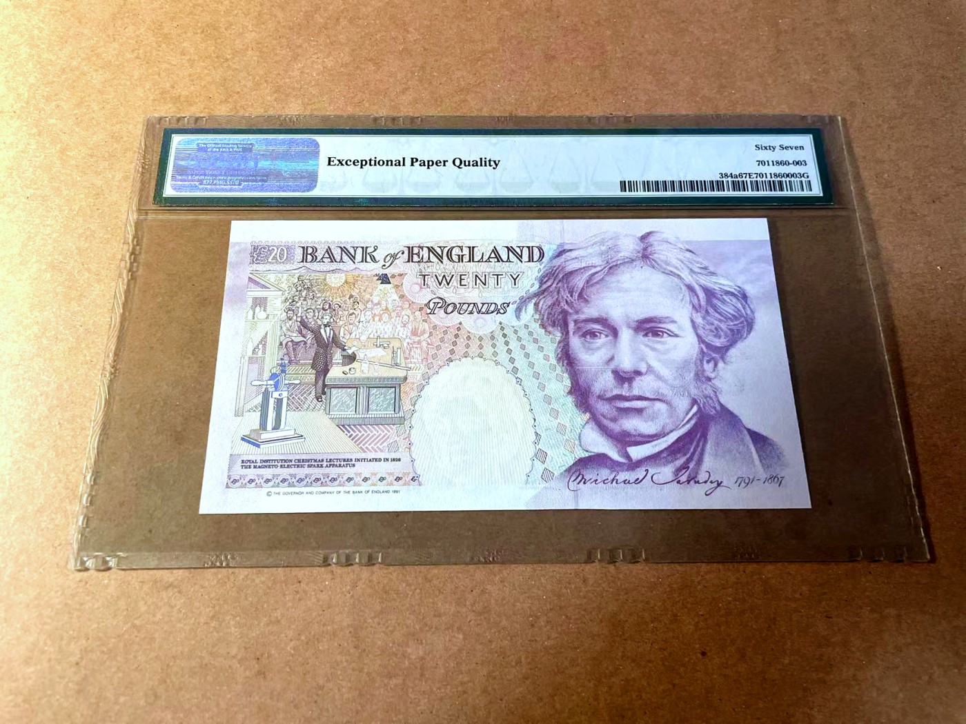 【Blue Auction】✨世界纸币精拍第450期——英伦三岛专场 【p384a A01千位小号】英格兰1991年20镑 PMG67EPQ 高分