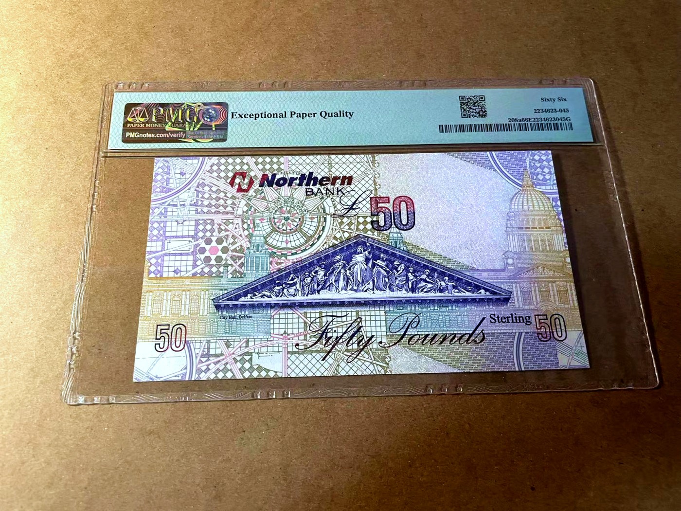 【Blue Auction】✨世界纸币精拍第450期——英伦三岛专场 【p208a】北爱尔兰 2005年50镑 PMG66EPQ  