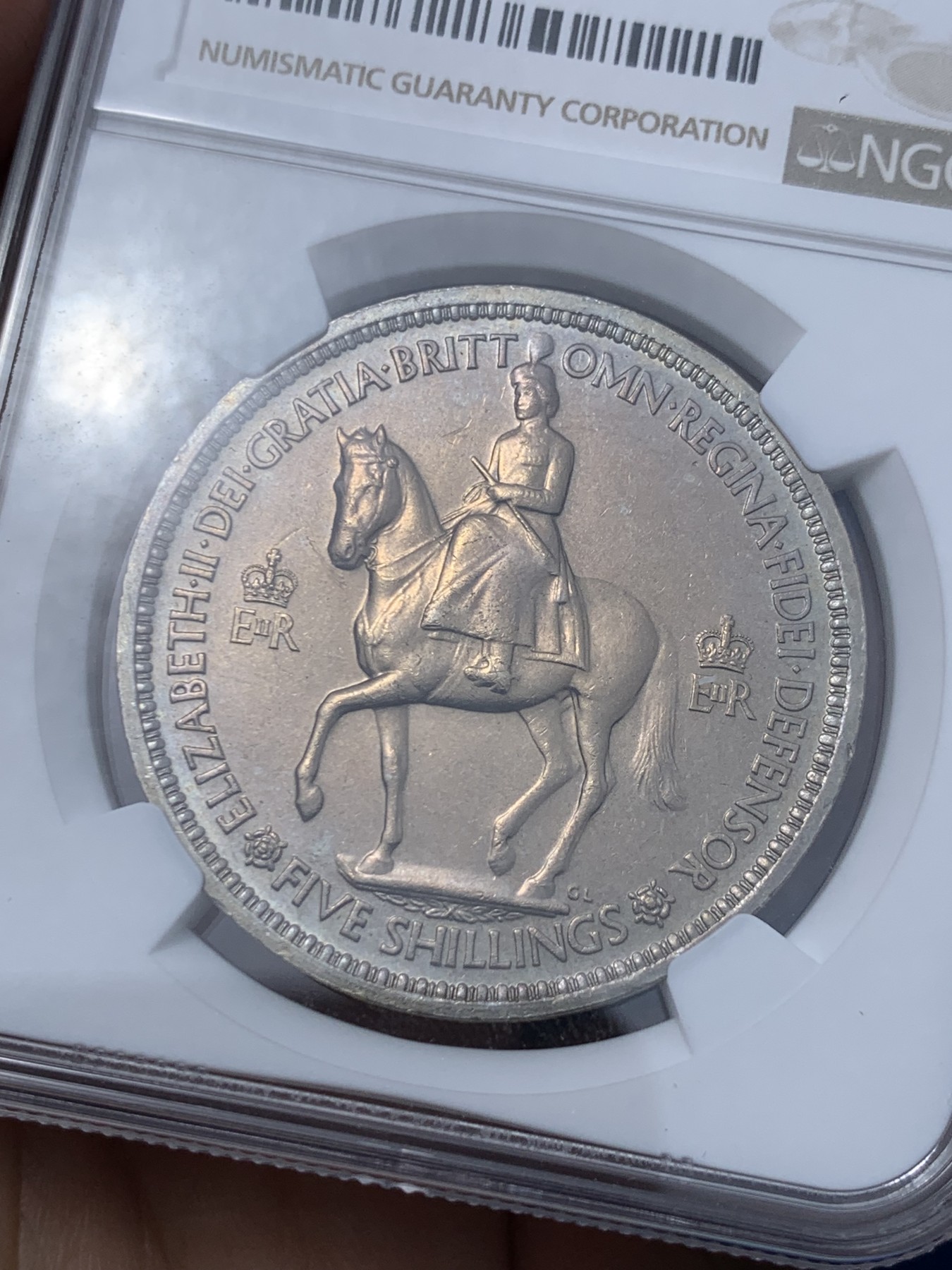 《竞宝斋》第252场-周日，周一2场连拍 (全场包邮) NGC MS64 英国1953年伊丽莎白二世纪念克朗币 登基纪念首枚女皇克朗纪念币