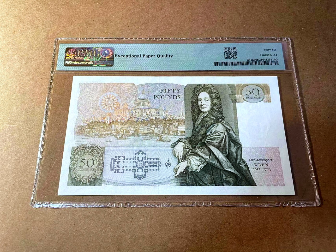 【Blue Auction】✨世界纸币精拍第450期——英伦三岛专场 【p381a A01】英格兰1981-88年50镑 PMG66EPQ 无金属线首冠