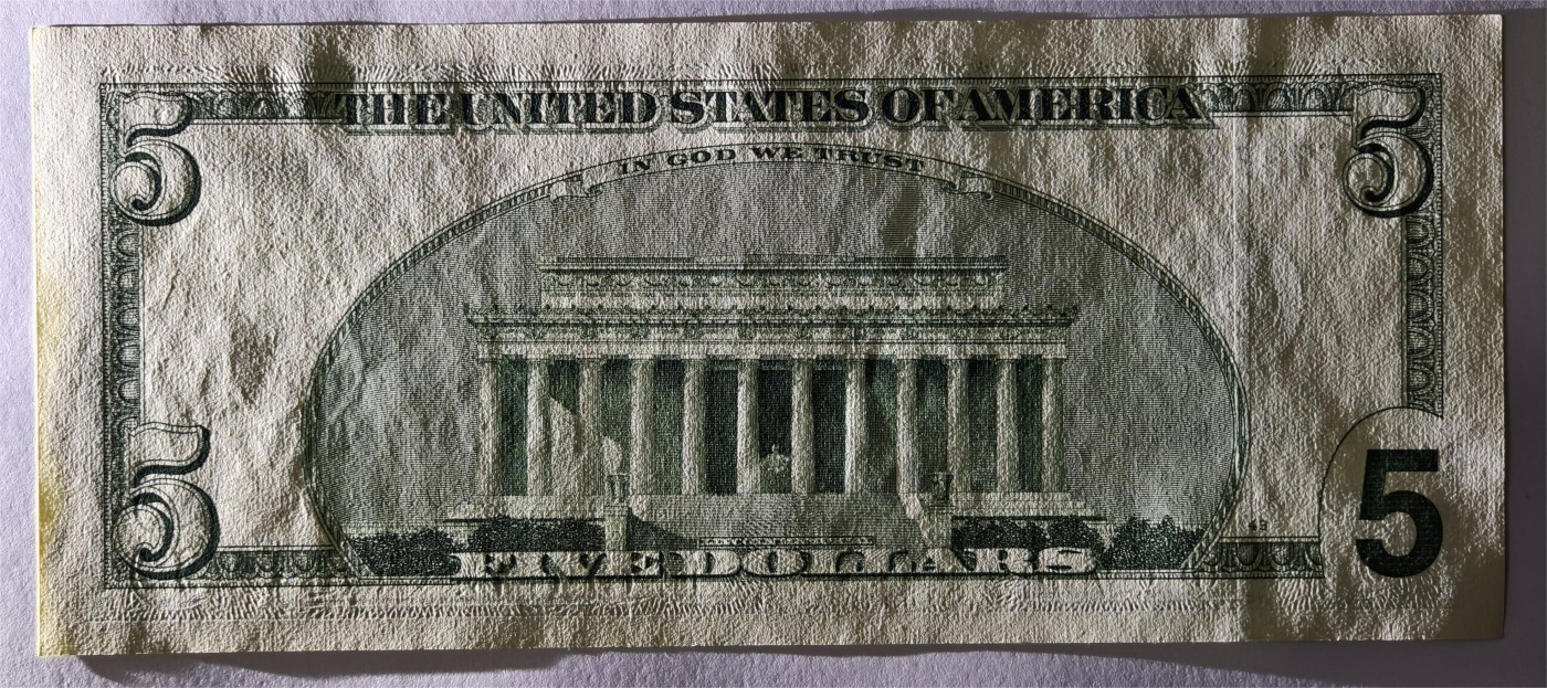 紫瑗钱币——第361期拍卖——纸币场 美国 2003年 L版 A序列 亚伯拉罕·林肯 5美元 大头版 UNC