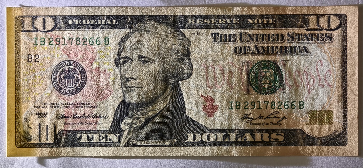 紫瑗钱币——第333期拍卖——纸币场 美国 2006年 B版 无序列 亚历山大·汉密尔顿 10美元 彩色版 UNC