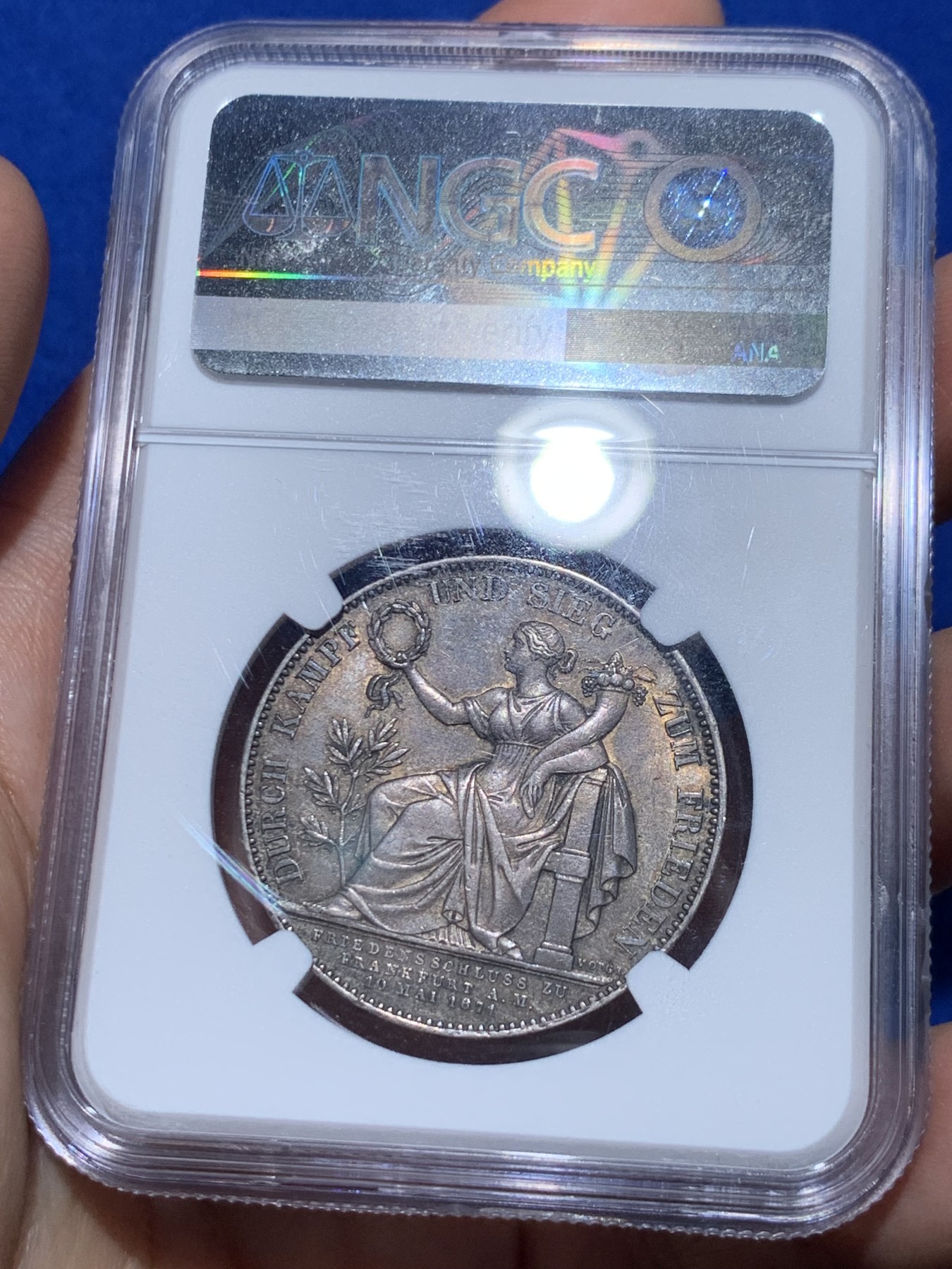 《竞宝斋》第252场-周日，周一2场连拍 (全场包邮) NGC AU58 德国1871巴伐利亚 胜利泰勒银币