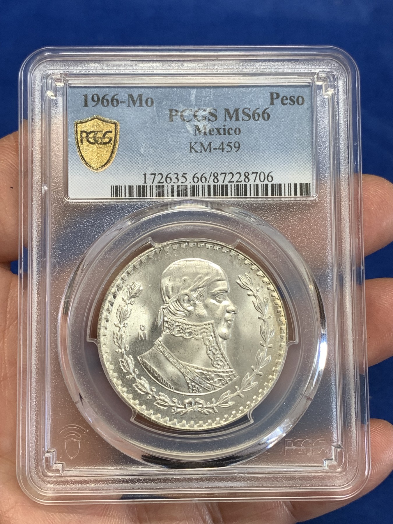 《竞宝斋》第252场-周日，周一2场连拍 (全场包邮) PCGS MS66 墨西哥 莫雷洛斯 1比索银币