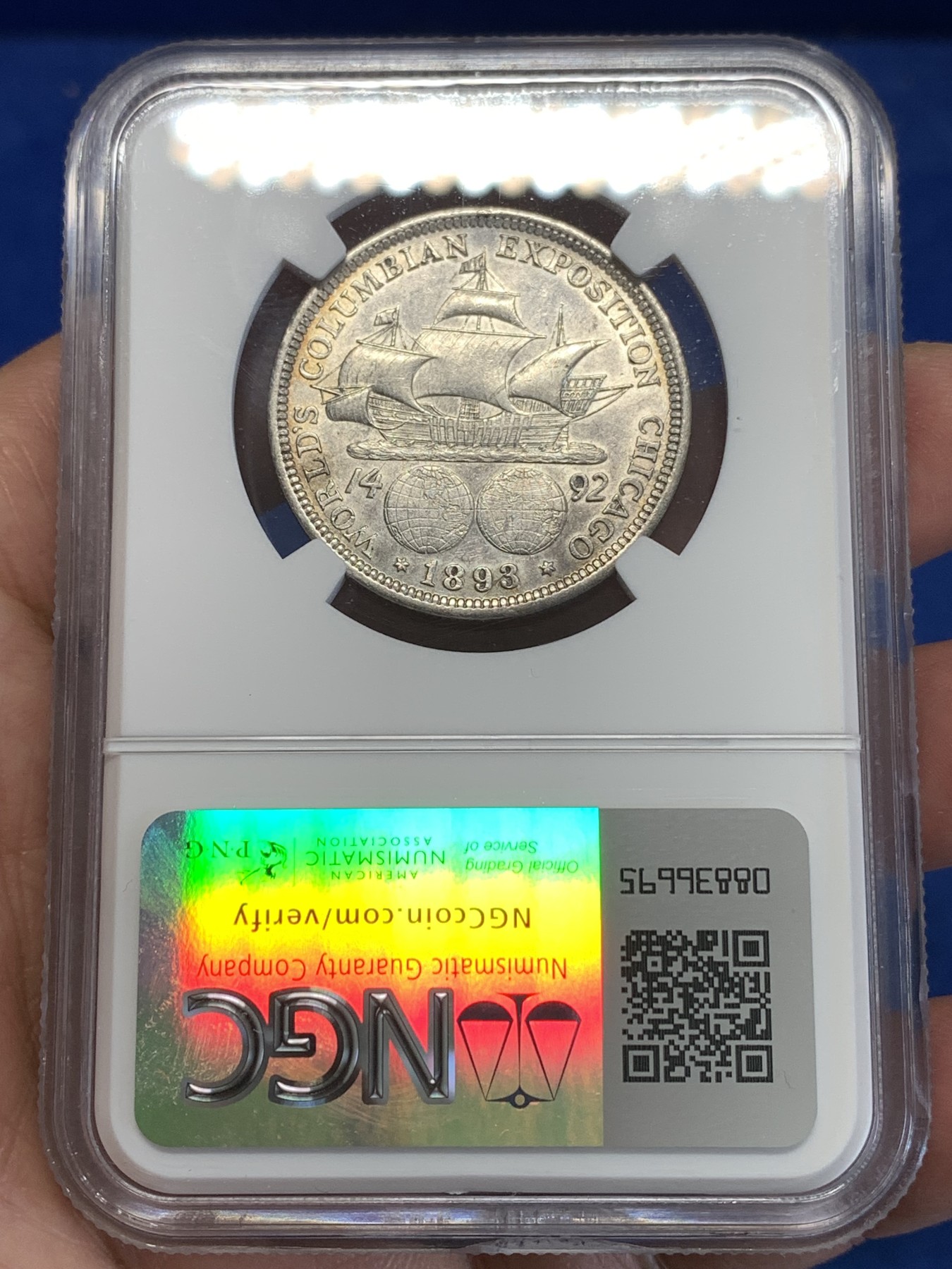 《竞宝斋》第252场-周日，周一2场连拍 (全场包邮) NGC AUD 美国1893年哥伦布纪念银币 细节光度都不错