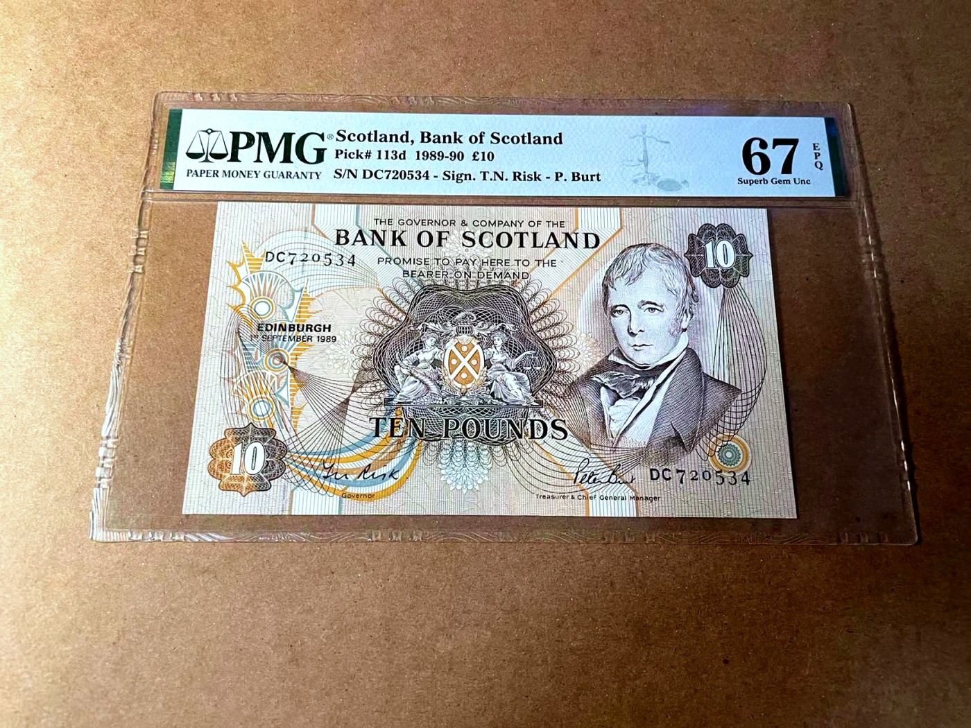 【Blue Auction】✨世界纸币精拍第450期——英伦三岛专场 【p113d】苏格兰 1989年10镑 PMG67EPQ 高分