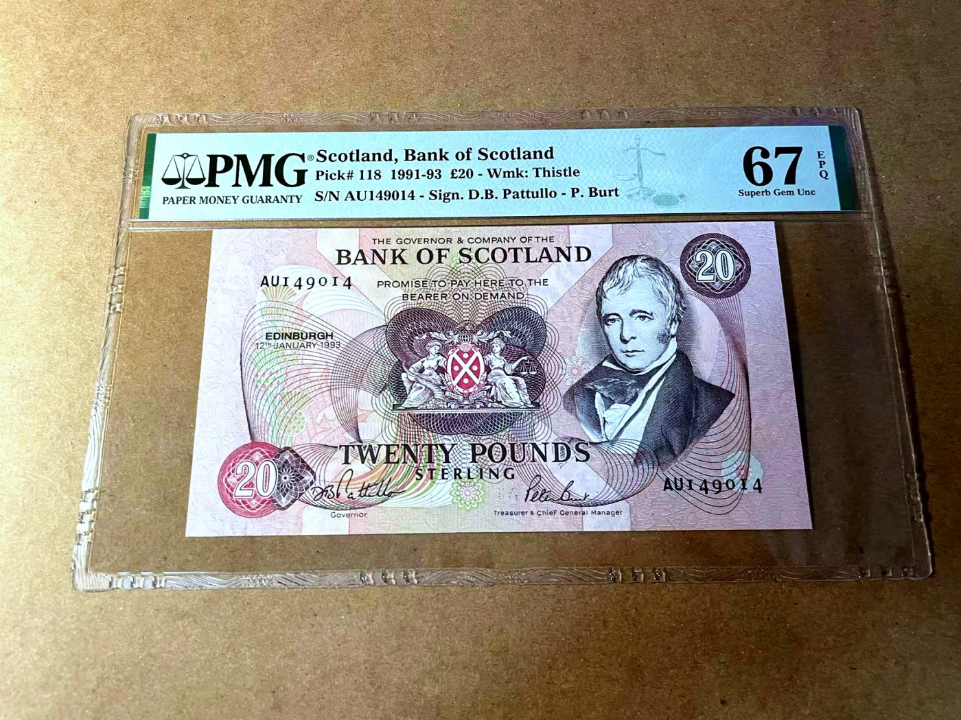 【Blue Auction】✨世界纸币精拍第450期——英伦三岛专场 【p118】苏格兰 1991-93年20镑 PMG67EPQ 高分