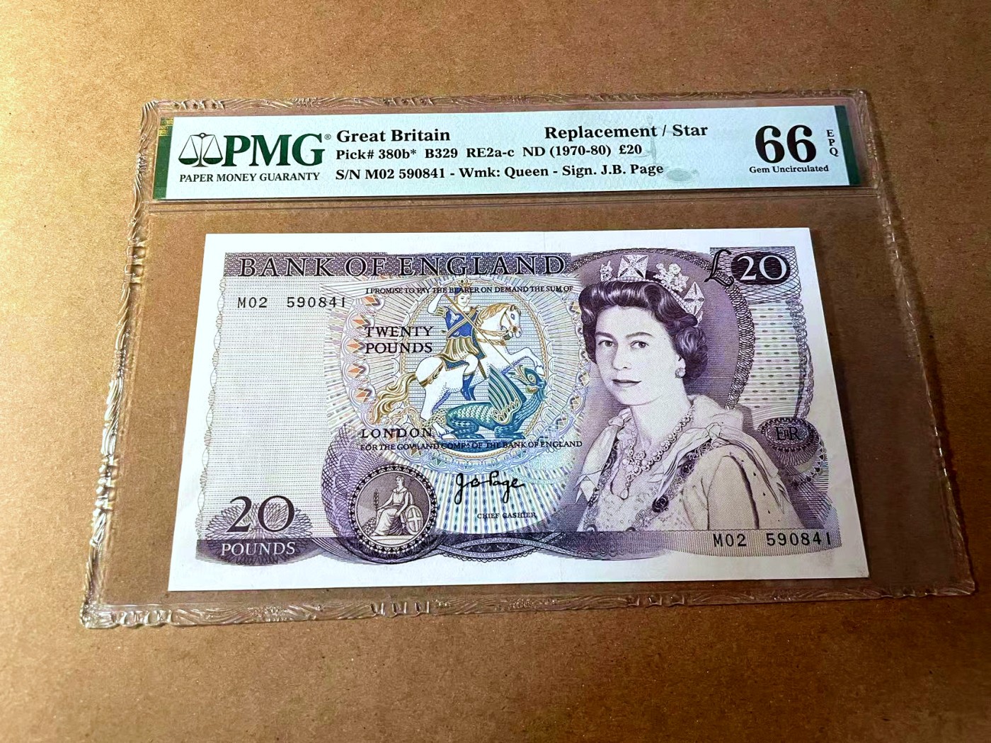 【Blue Auction】✨世界纸币精拍第450期——英伦三岛专场 【p380b* 补号少见】英格兰1970-80年20镑 PMG66EPQ 