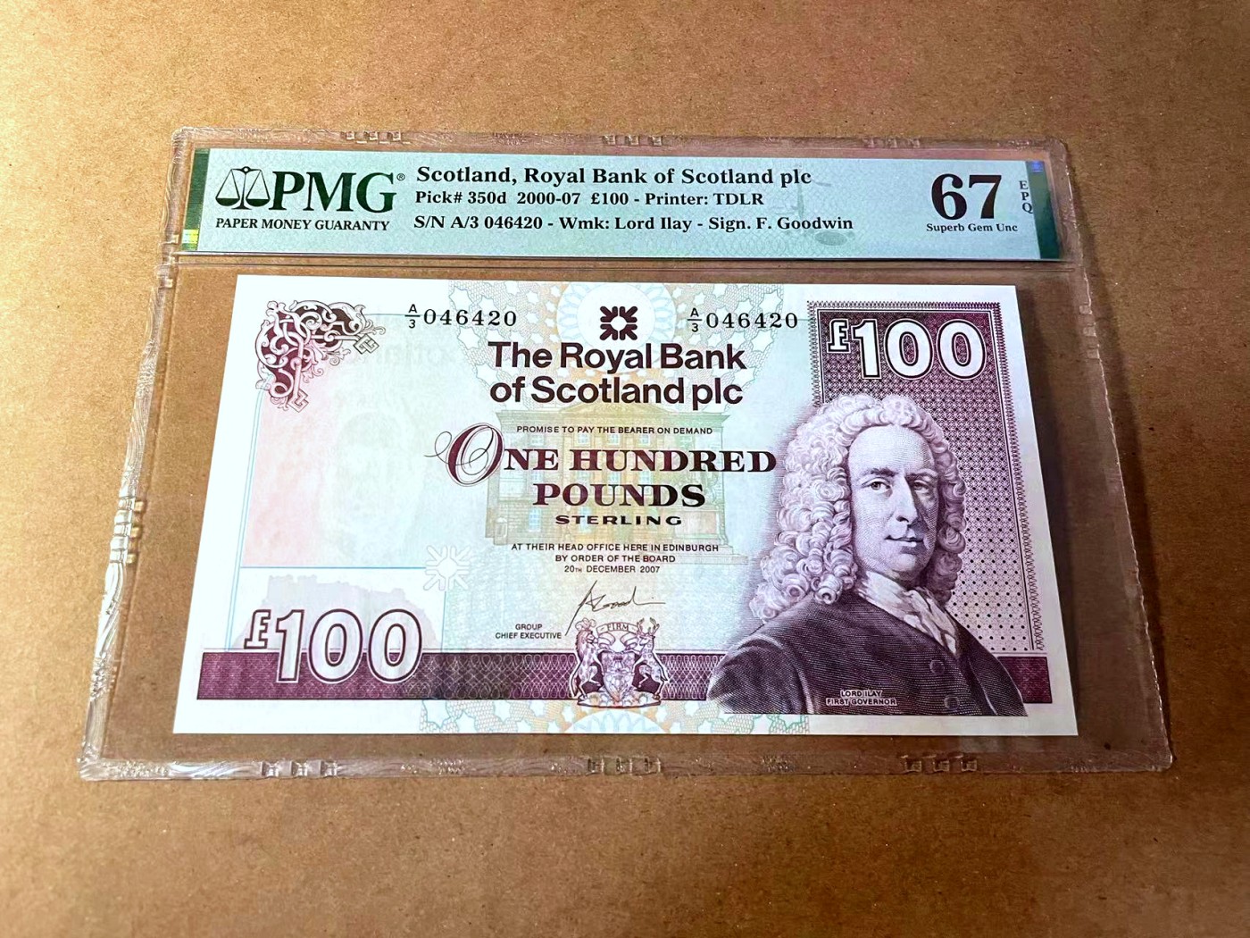 【Blue Auction】✨世界纸币精拍第450期——英伦三岛专场 【p350d】苏格兰 2000-07年100镑 PMG67EPQ 高分 