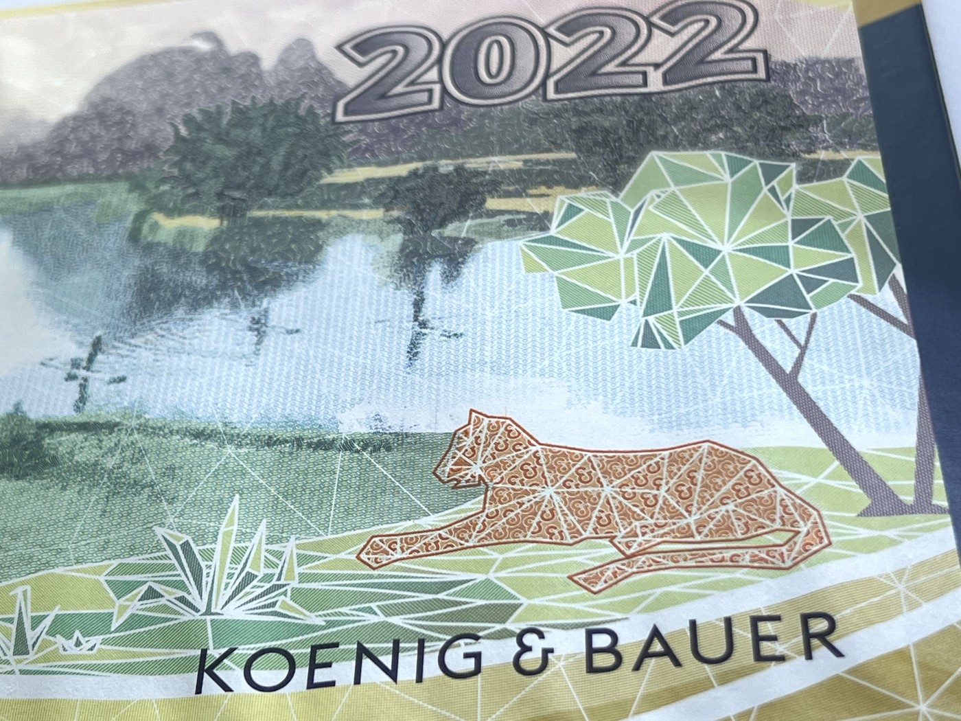 2025第25场（总第225期）：精品测试钞、纪念钞、塑料钞、连体钞综合场 德国高宝KOENIG&BAUER 2022年限量版凹印台历UNC（含原装信封和宣传册）