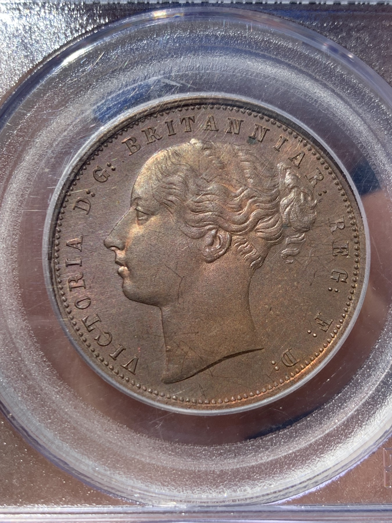 《竞宝斋》第252场-周日，周一2场连拍 (全场包邮) PCGS SP64RB 南非格里夸顿1890年维多利亚1便士带年份版 传统名誉品，两版一共只铸造了150枚，有年份版存世量更少！