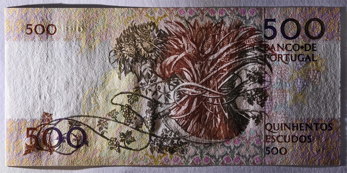 紫瑗钱币——第361期拍卖——纸币场 【豹子号5】葡萄牙 1993年 10月4日 莫西尼奥 500埃斯库多 UNC