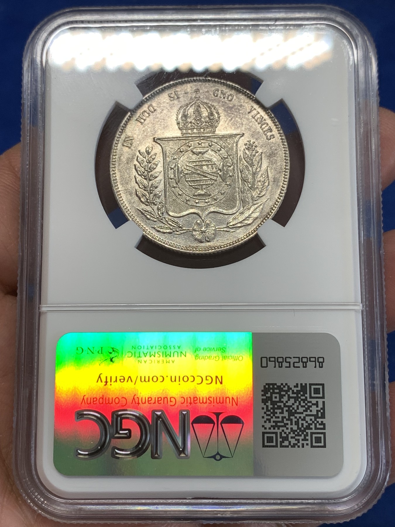 《竞宝斋》第252场-周日，周一2场连拍 (全场包邮) NGC AUD 1860/50 巴西 1000瑞斯 银币
