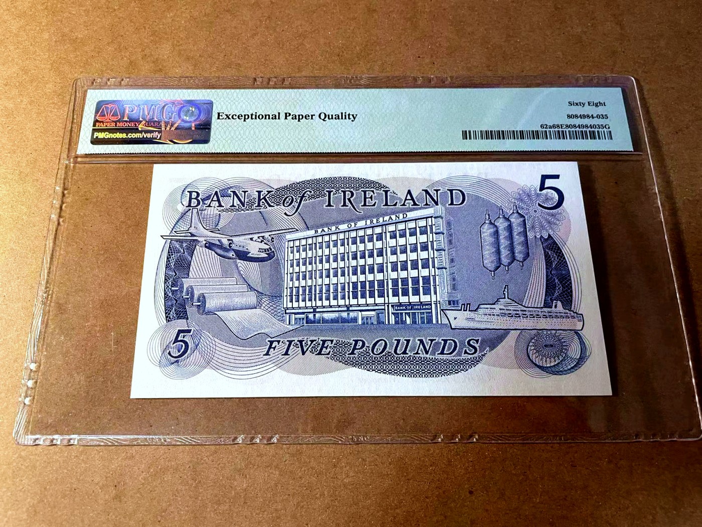 【Blue Auction】✨世界纸币精拍第450期——英伦三岛专场 【p62a】北爱尔兰 1971年5镑 PMG68EPQ 超高分