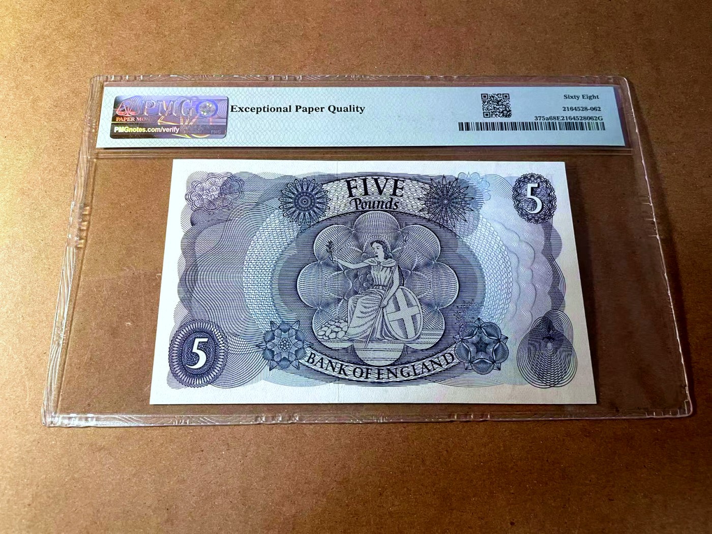 【Blue Auction】✨世界纸币精拍第450期——英伦三岛专场 【p375a】英格兰1963-66年5镑 PMG68EPQ 超高分