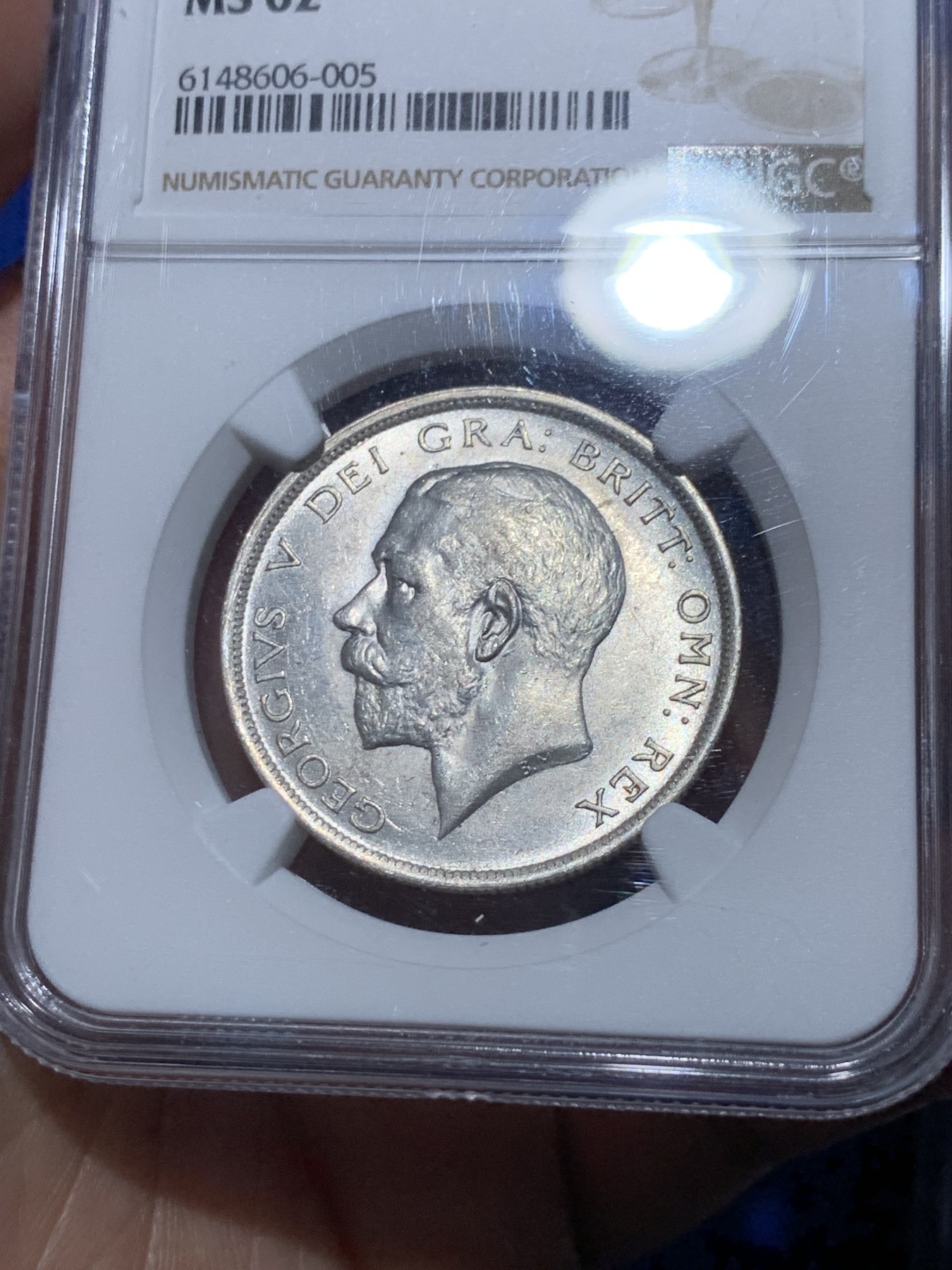 《竞宝斋》第252场-周日，周一2场连拍 (全场包邮) NGC MS62 英国 1916年 乔治五世 半克朗 银币