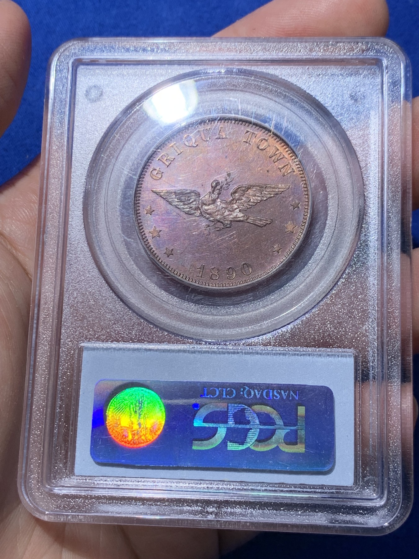 《竞宝斋》第252场-周日，周一2场连拍 (全场包邮) PCGS SP64RB 南非格里夸顿1890年维多利亚1便士带年份版 传统名誉品，两版一共只铸造了150枚，有年份版存世量更少！