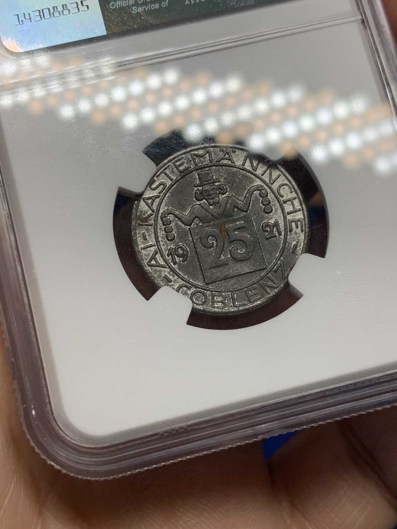 《竞宝斋》第252场-周日，周一2场连拍 (全场包邮) NGC AU55 德紧1921年25芬尼铁币