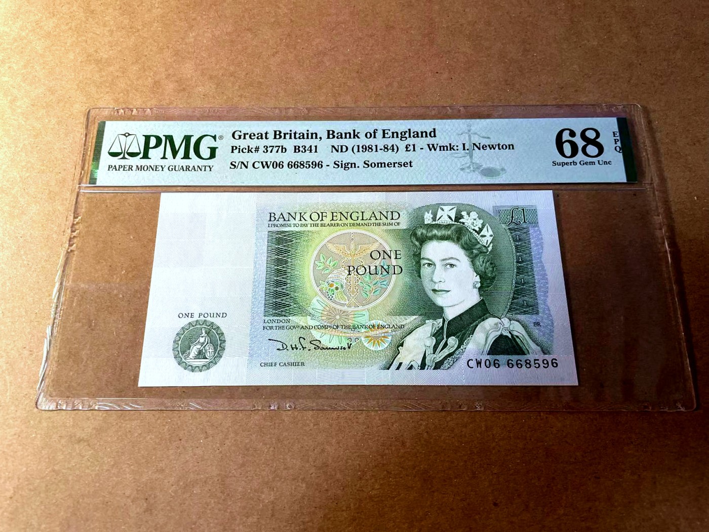 【Blue Auction】✨世界纸币精拍第450期——英伦三岛专场 【p377b 无47】英格兰1981-84年1镑 PMG68EPQ 超高分