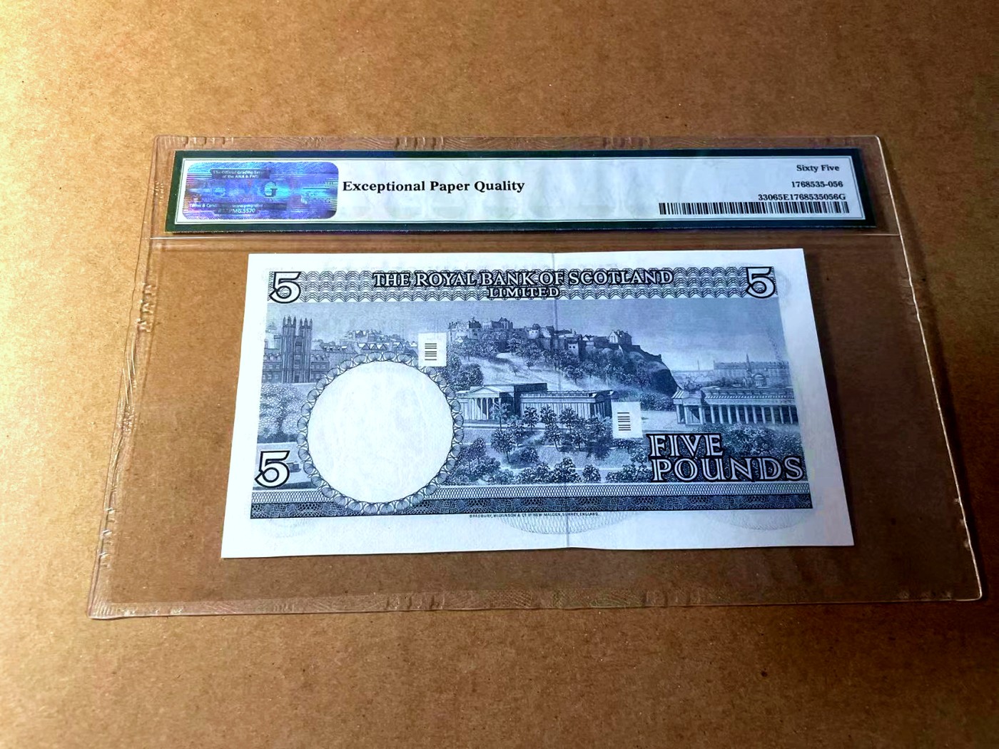 【Blue Auction】✨世界纸币精拍第450期——英伦三岛专场 【p330 A/1首发36小号】苏格兰 1969年5镑 PMG65EPQ 