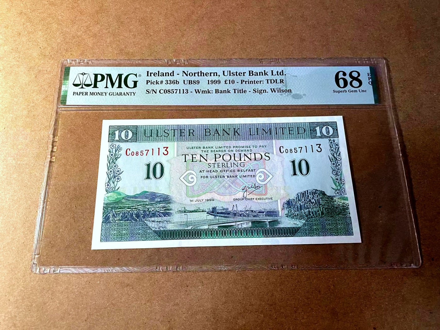 【Blue Auction】✨世界纸币精拍第450期——英伦三岛专场 【p336b】北爱尔兰 1999年10镑 PMG68EPQ 超高分