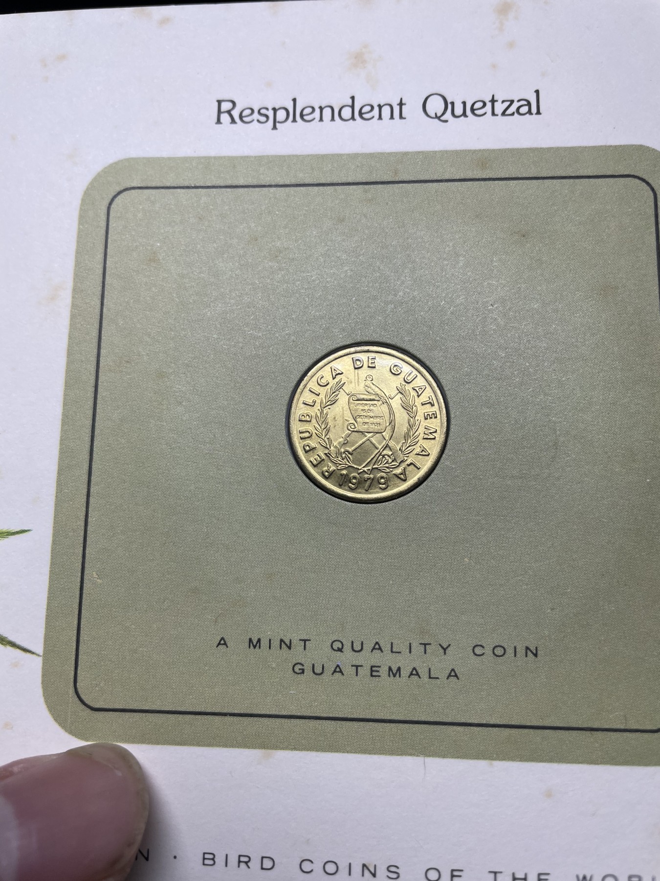 2024年集古藏今外币拍卖第三期-第1场—硬币上的鸟类专场（总第21拍） 1979年危地马拉1分—格查尔鸟