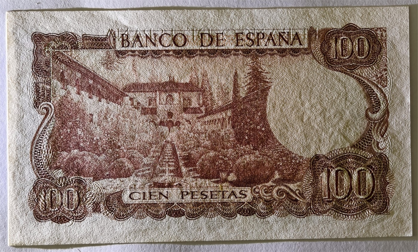 紫瑗钱币——第333期拍卖——纸币场 西班牙 1970(1974)年 曼努埃尔·德法拉 100比塞塔 UNC (P-152a)