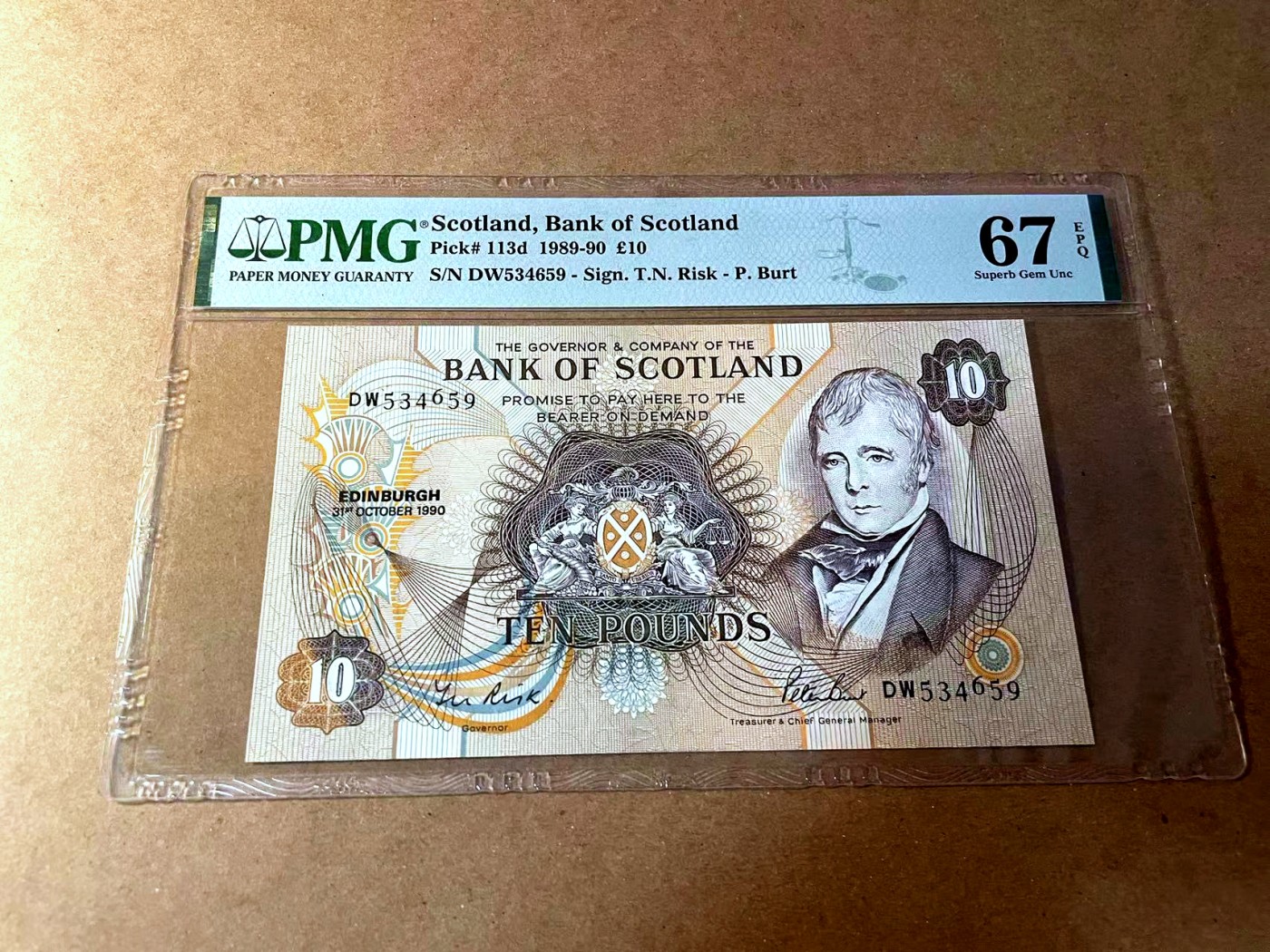 【Blue Auction】✨世界纸币精拍第450期——英伦三岛专场 【p113d】苏格兰 1990年10镑 PMG67EPQ 高分 