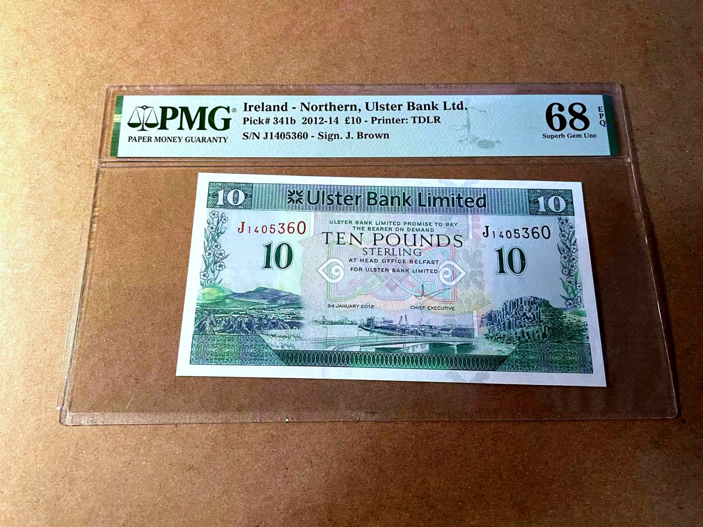 【Blue Auction】✨世界纸币精拍第450期——英伦三岛专场 【p341b】北爱尔兰 2012-14年10镑 PMG68EPQ 超高分