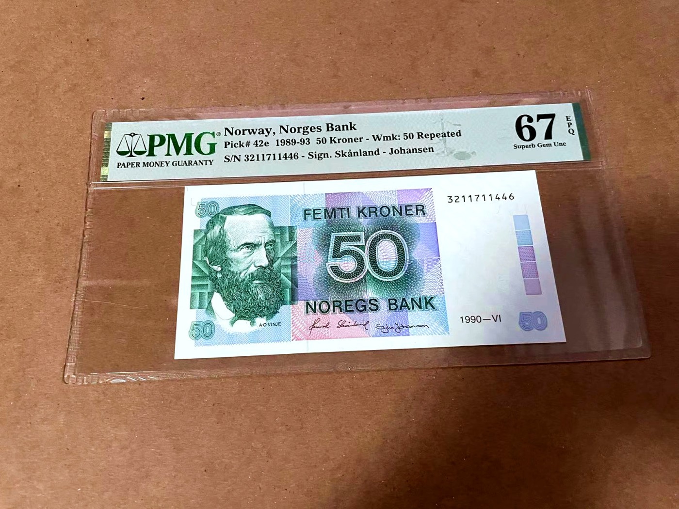 【Blue Auction】✨世界纸币精拍第454期【精】 挪威 1990年50克朗 PMG67EPQ 