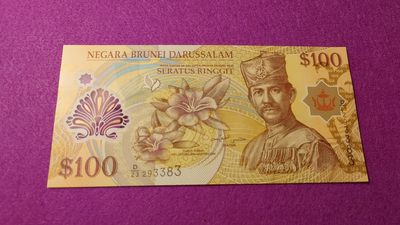 【世界钱币】精选微拍第99期暨2024年第10期  少量新品裸钞和评级币 2013年文莱100林吉特 全新绝品无47尾号3383